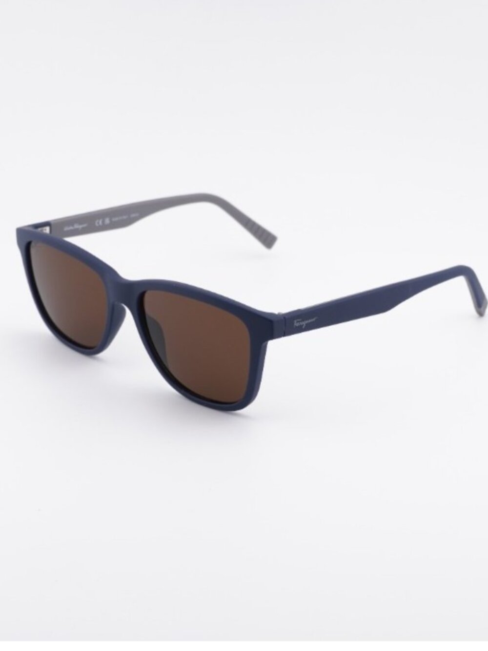 Salvatore Ferragamo SF998S 427 Sunglasses Matte Blue Square Frame, Brown Lenses